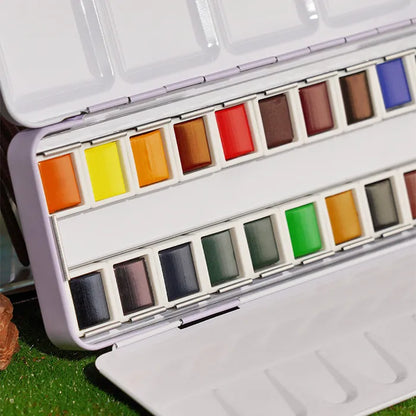 Turquoise Metal Box - Premium 48-Color Watercolor Paint Set - Funto