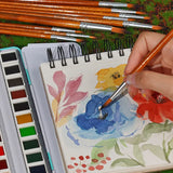 Turquoise Metal Box - Premium 48-Color Watercolor Paint Set - Funto