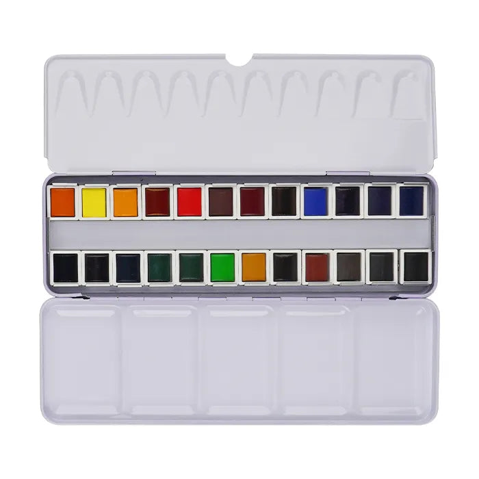 Violet Metal Box - Premium 24-Color Watercolor Paint Set