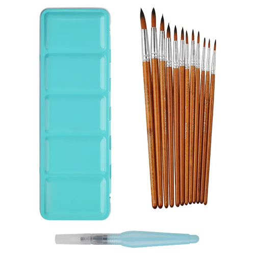 Turquoise Metal Box - Premium 24-Color Watercolor Paint Set - Funto