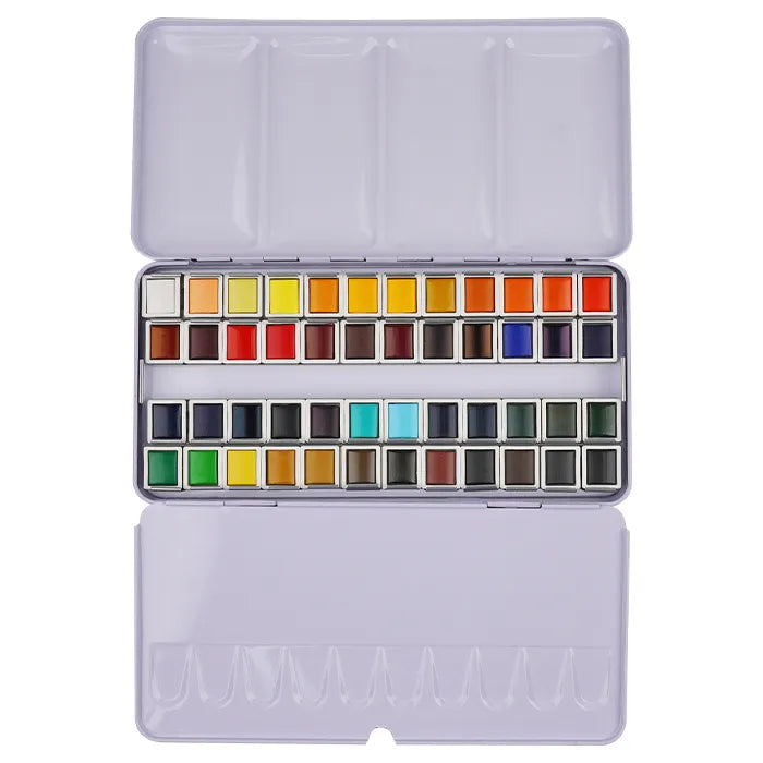 Violet Metal Box - Premium 48-Color Watercolor Paint Set