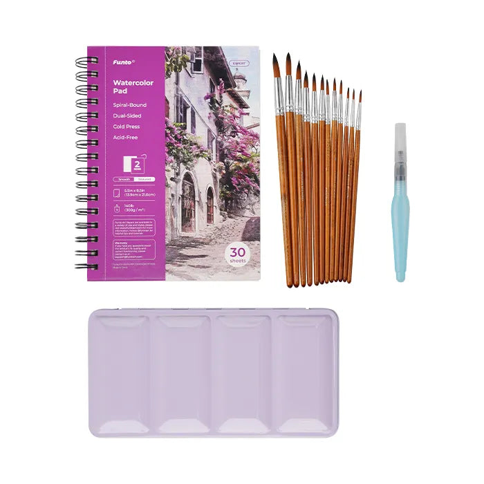 Violet Metal Box - Premium 48-Color Watercolor Paint Set