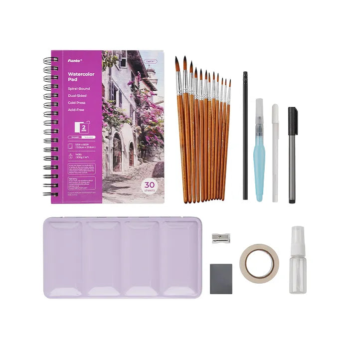 Violet Metal Box - Premium 48-Color Watercolor Paint Set