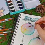 Turquoise Metal Box - Premium 48-Color Watercolor Paint Set - Funto