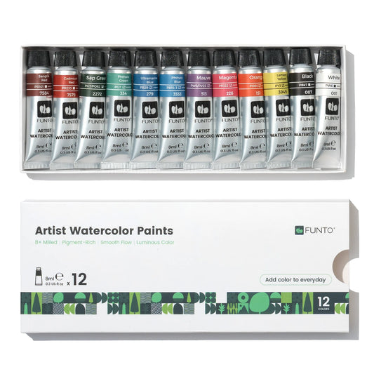 Watercolor Tube Paints – 12 Colors, 8 ml Each