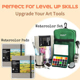 EXPLORER Watercolor Kit + 2 Pack 5.5"x5.5" Watercolor Journal